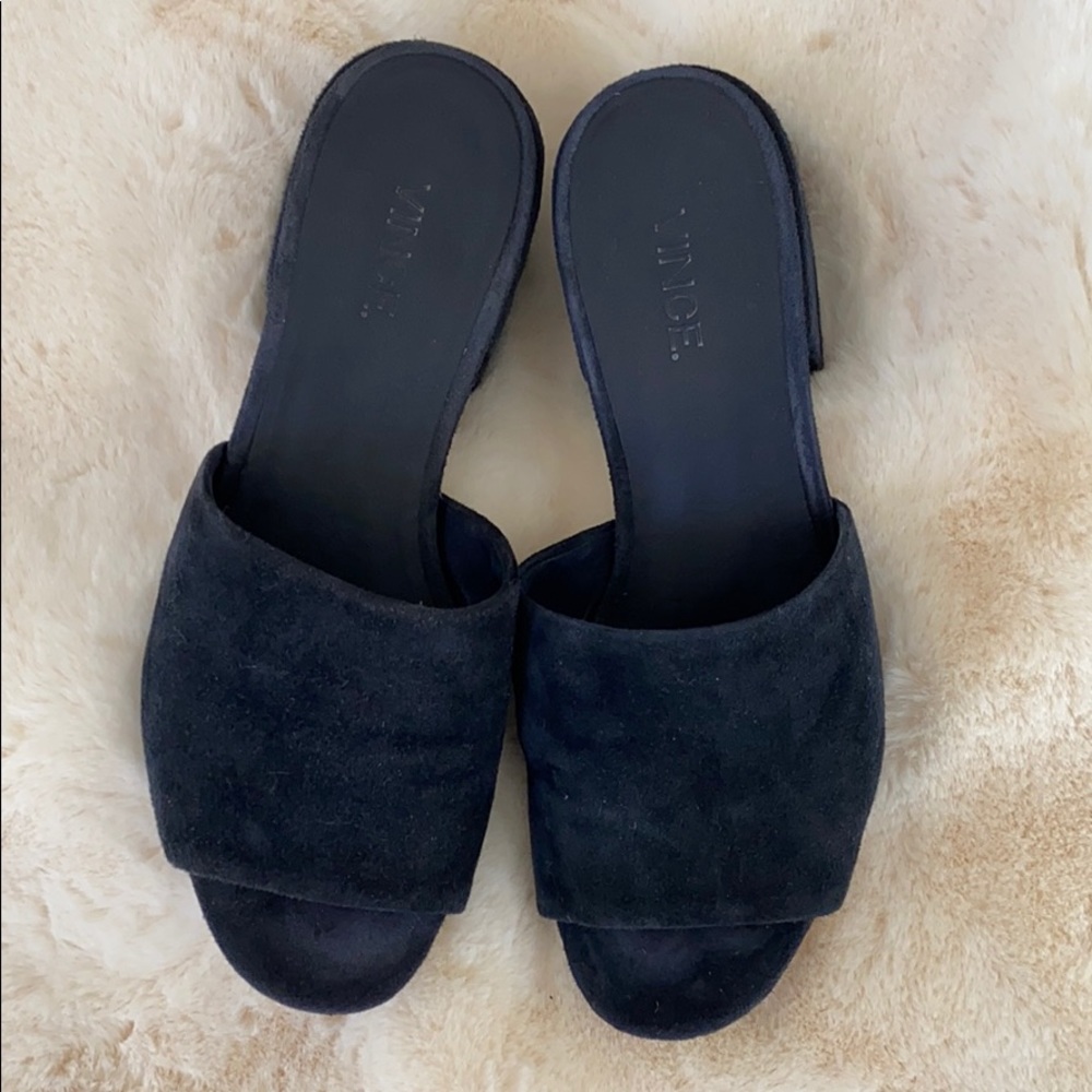 Vince Navy Suede Slides
